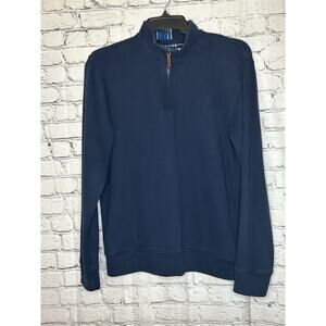 LANDS’ END Sweater Men’s L 42-44 Blue Pullover Quarter Zip Adult Knit Casual